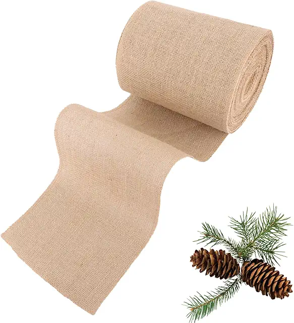 Chemin de table en toile de jute naturel - 20 cm x 20 m - Découpable pour fêtes et mariages