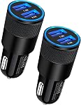 Car Charger, [2Pack/3.4a] Fast Charge Dual Port USB Cargador Carro Lighter Adapter for iPhone 15 14 13 12 11 Pro Max X XR XS 17 Plus 16, iPad, Samsung Galaxy S23 S22 S21 S25 Plus S7 j7 S10e S9 Note 8 | for iPhone 17e 15 14 13 12 11 Pro Max X XR XS 17