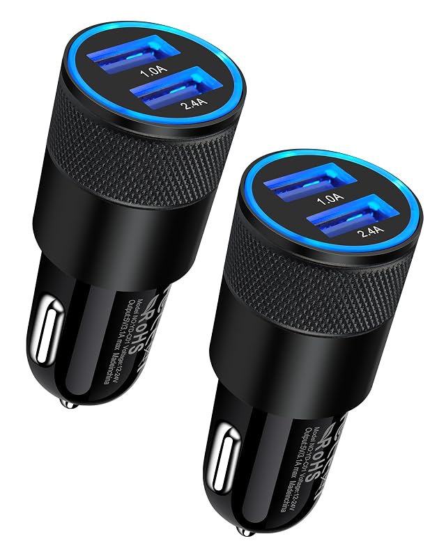 Carregador veicular AILKIN com 2 portas USB-A, saída de até 3,4 A, preto, kit com 2 unidades
