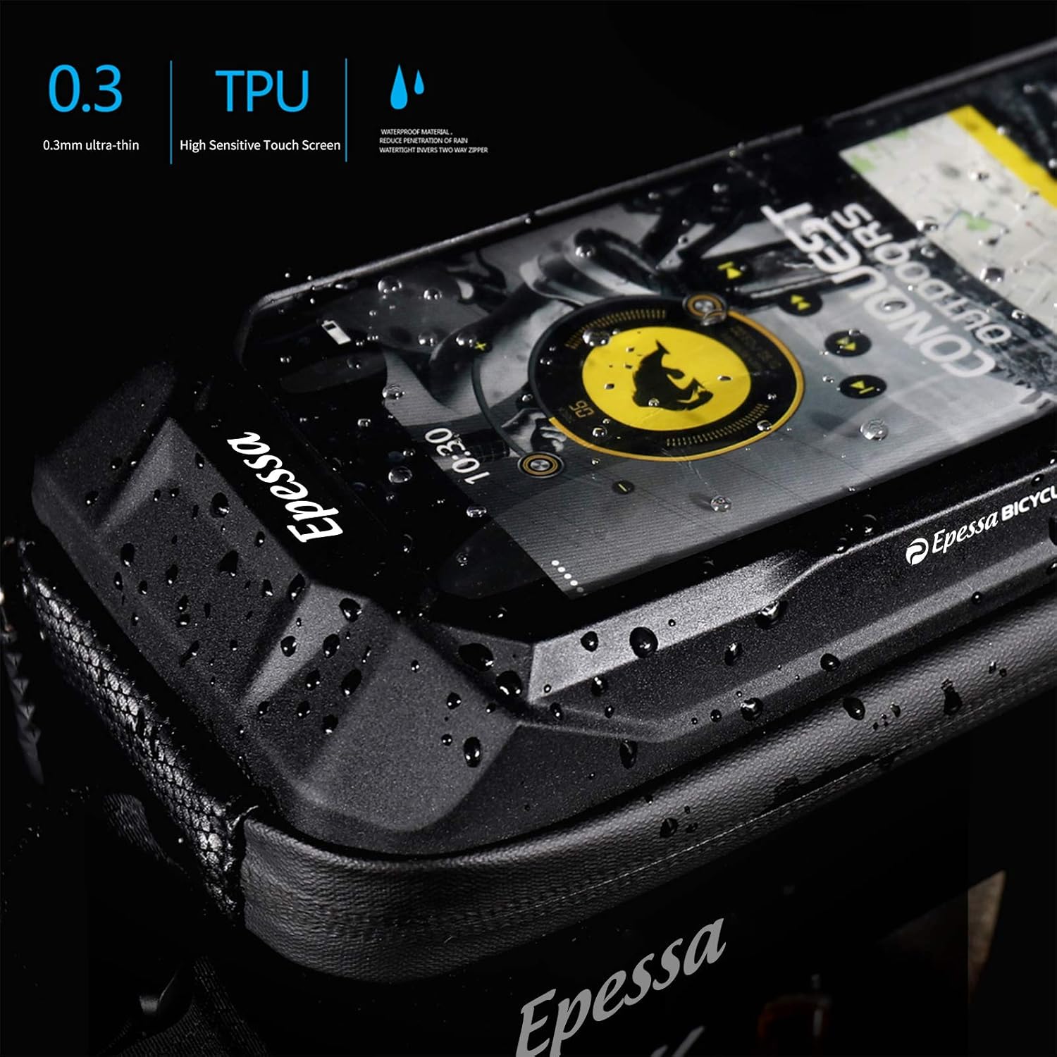 Epessa Bike Phone Bag All in One Pinhole-Free Strong Waterproof, Bicycle Handlebar Bag Front Frame Bag for Phone Below 6.7'' : Sports & Outdoors