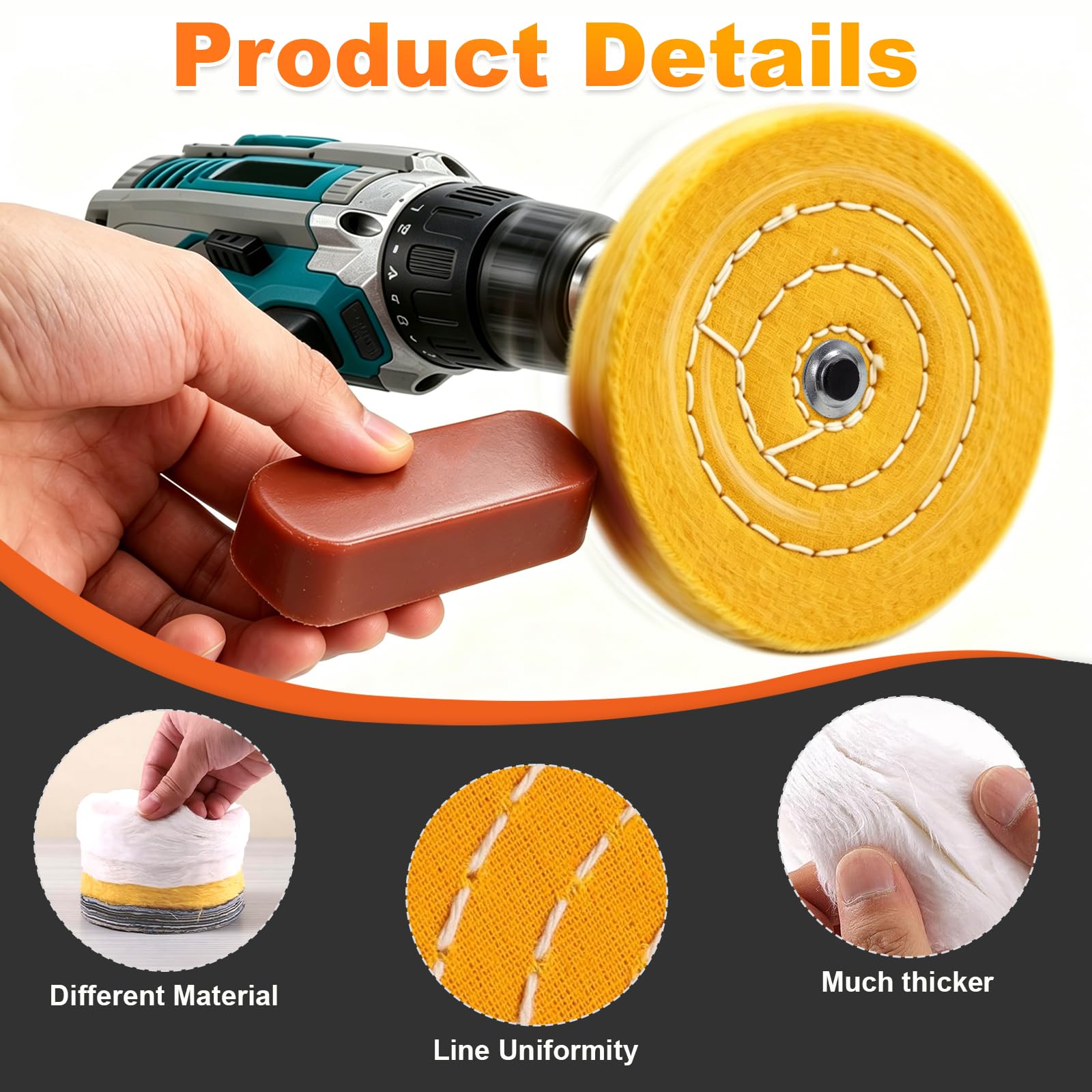 Kit da 8 Pezzi di Ruote Lucidanti da 100 mm – 4 Dischi Abrasivi con 3 Paste Lucidanti e Adattatore, Foro da 1/2" (12,7 mm), per Levigatrice a Banco, Trapano e Avvitatore (12)