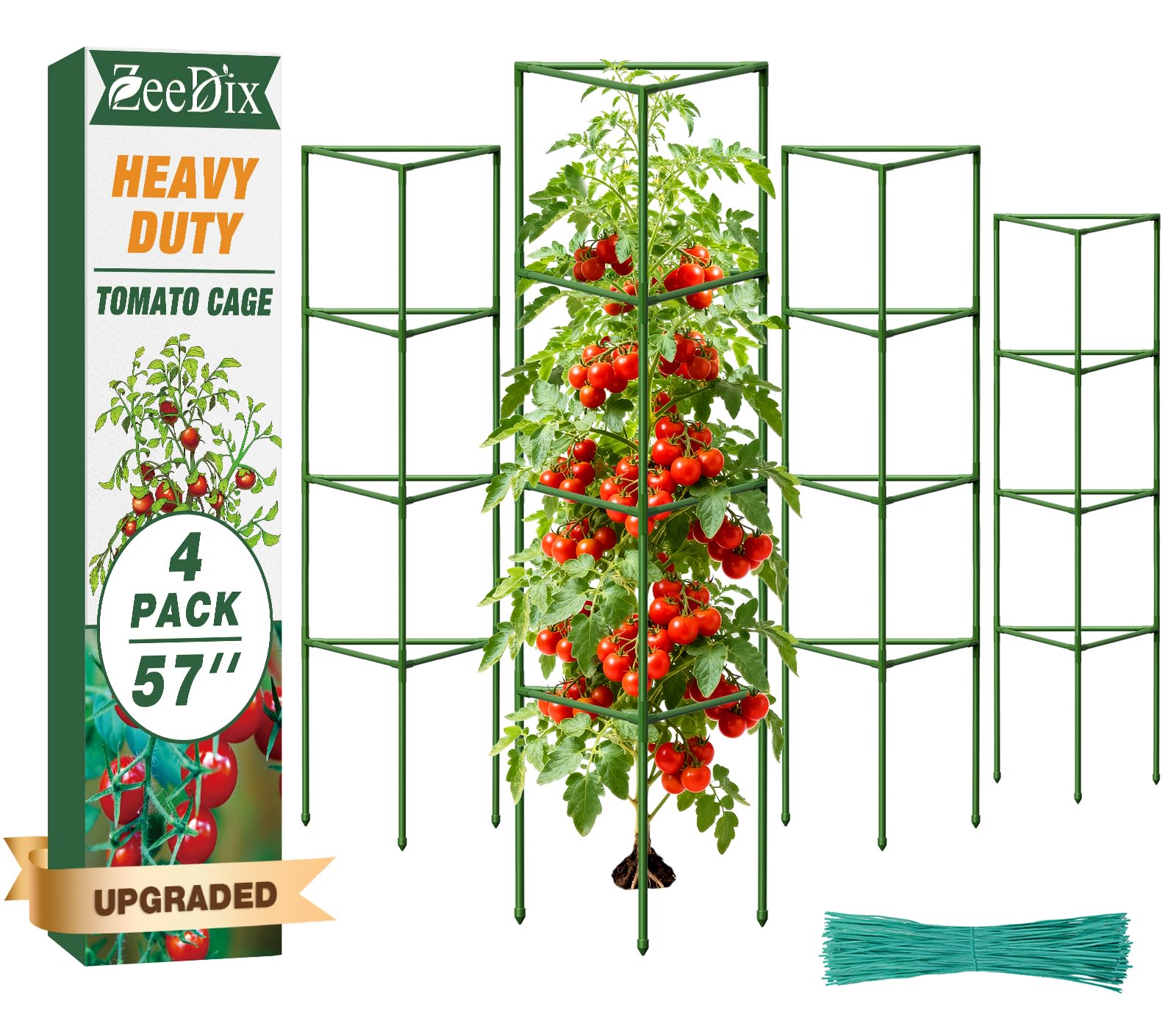 Amazon.com : ZeeDix 4 Pack Heavy Duty Tomato Cages for Garden 57