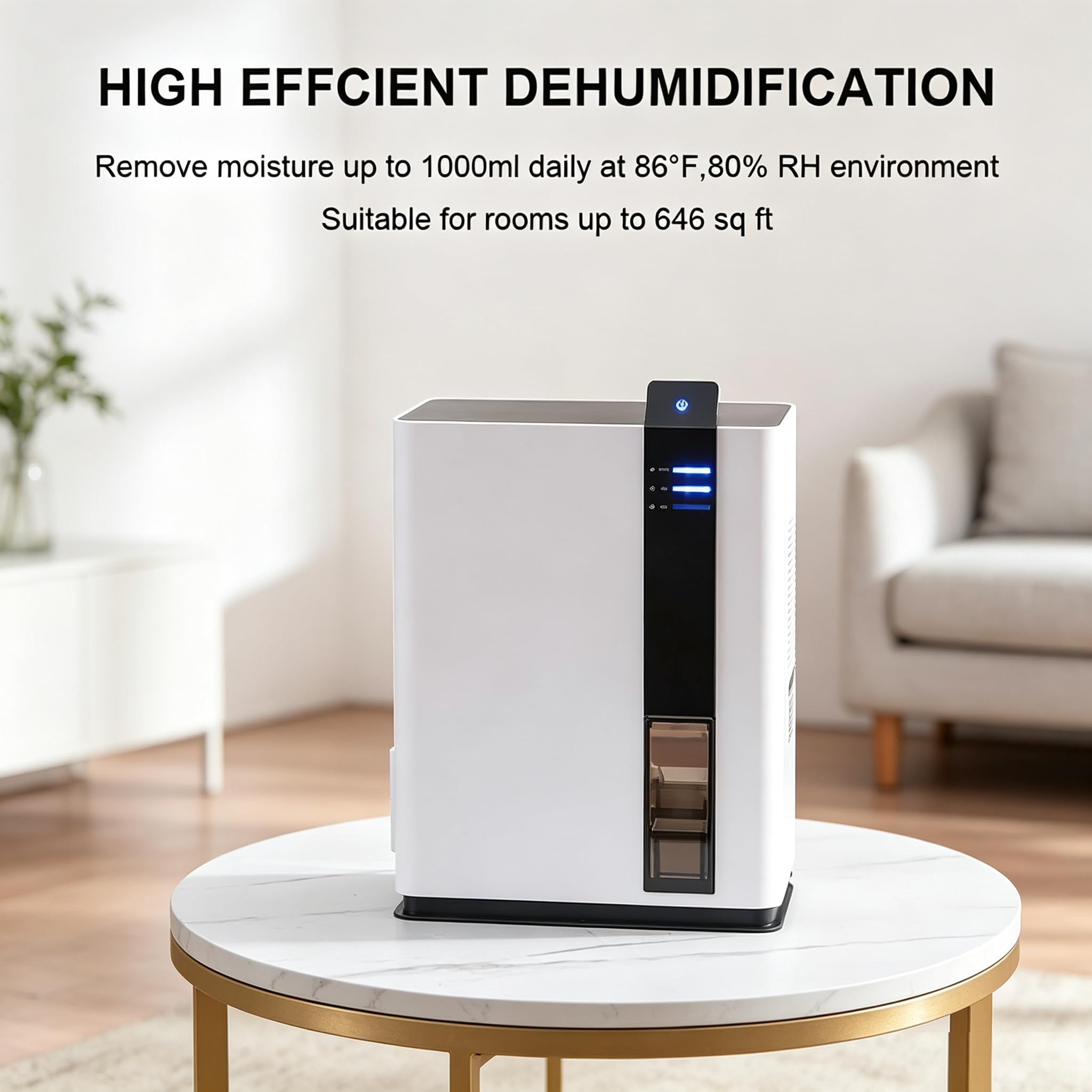 Osuszacze powietrza 3L do domu, 500 stóp kwadratowych z odłączanym | 38dB Ultra Cichy Osuszacz Powietrza, Automatyczne Wyłączenie, Podwójny Moduł Półprzewodnikowego Osuszacza do Sypialni, Szafy