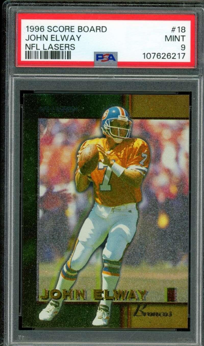 John Elway Card 1996 Score Board NFL Lasers #18 PSA 9 - Unsigned Football Cards