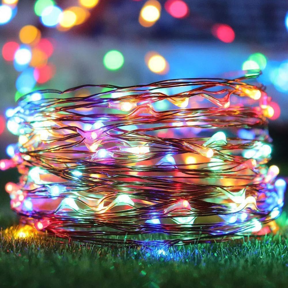 2 luci solari per esterni, 15 m, 150 LED, catena luminosa solare