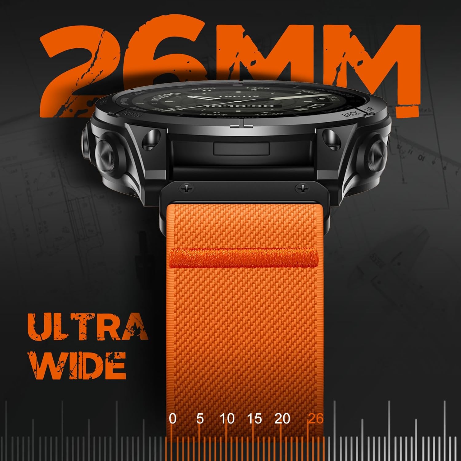 Bandletic Compatible with Garmin Fenix 7X Pro Band, Stretchy Soft Nylon Sport Quick Fit 26mm Watch Band for Fenix 8 51mm/7X/6X/6X Pro/5X/5X Plus/3/3 HR/Instinct 2X/Tactix/Enduro/Descent/Epix Pro 51mm - Image 4