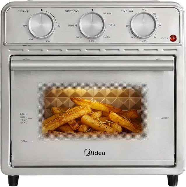 Midea Neo Air Fryer Grille-pain Oven Combo avec Air Fry, Toast, Pizza, Broil, Bake, et Fonctions de Réchauffage, 12.7 Quarts, acier inoxydable