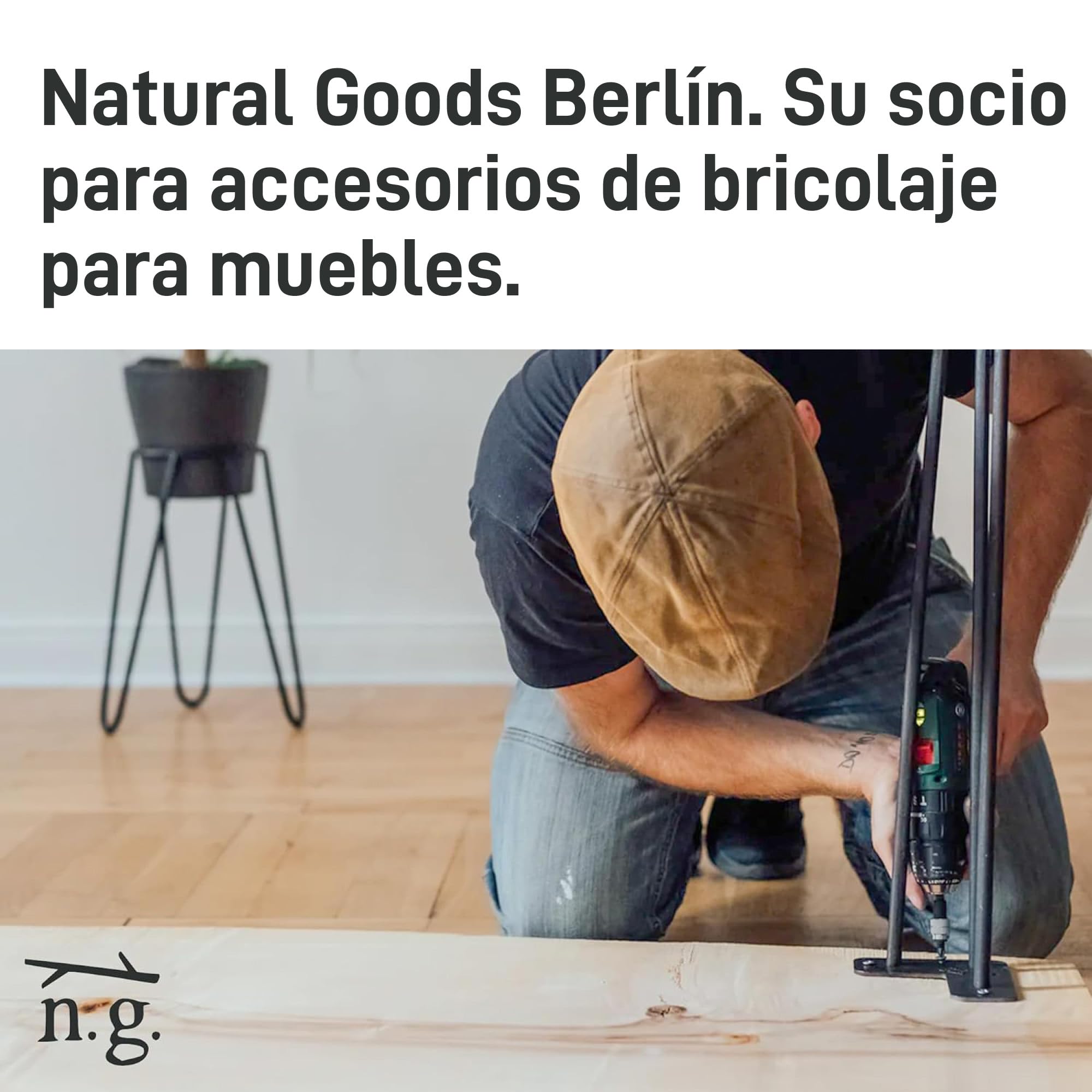Natural Goods Berlin Juego de pasamanos Oblong de metal negro / 4 soportes para pasamanos EDGE & 300 cm barandilla para escaleras / barandilla para escaleras de acero inoxidable, con recubrimiento en