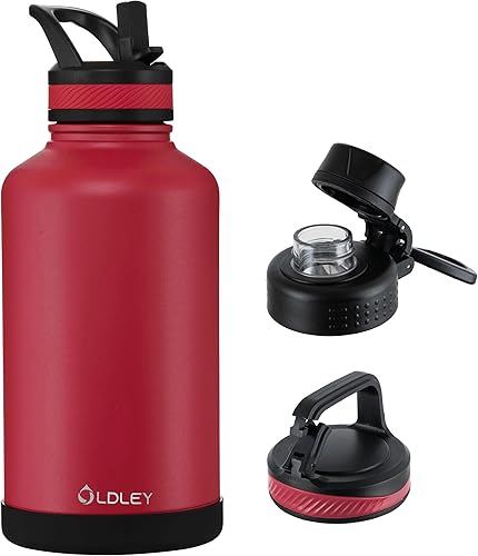 Miniatura 16 de OLDLEY Botella de Agua Aislada de 32 oz con Pajilla, Vaso Frasco de Agua Deportiva de Acero Inoxidable con 3 Tapas (Pajilla, Boquilla y Tapa con