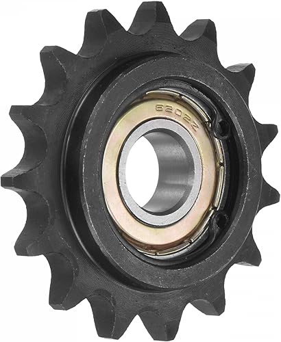 uxcell Piñón tensor de cadena #40, diámetro de 0.591 in, 12 pulgada de paso 15 tensor de dientes, acabado de óxido negro C45 de acero al carbono con