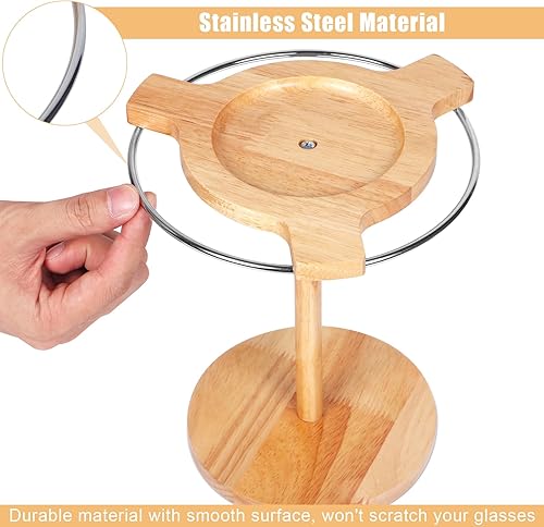 Miniatura 2 de Organizador de lentes de sol, soporte para lentes con pantalla giratoria de 360 grados, base de madera para hasta 12 pares de gafas para mesa,
