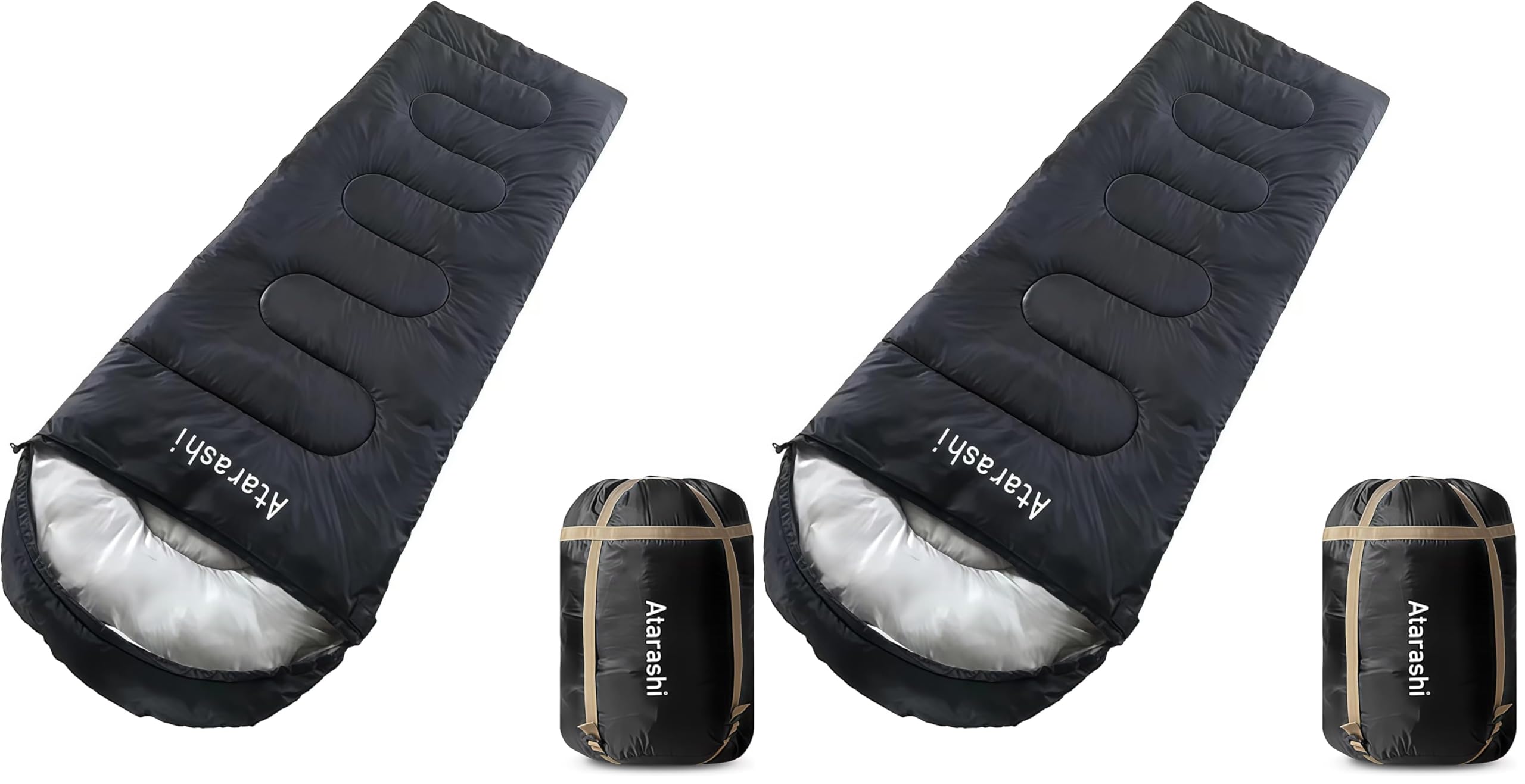 Atarashi Camping Sleeping Bag- 4 Seasons for Adults Light Warm Extra-Large with Compression Sack- Great for Hiking Backpacking