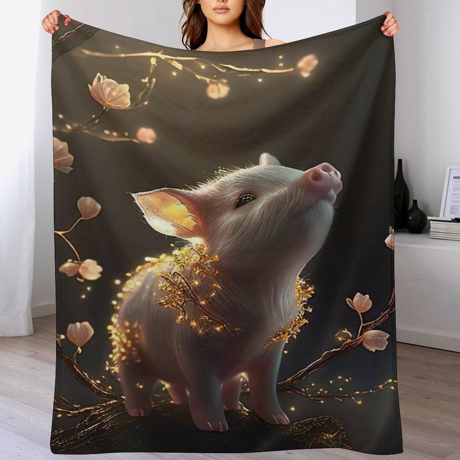 Plaid cochon en flannel pour vos voyages et soirées cocooning sur le canapé