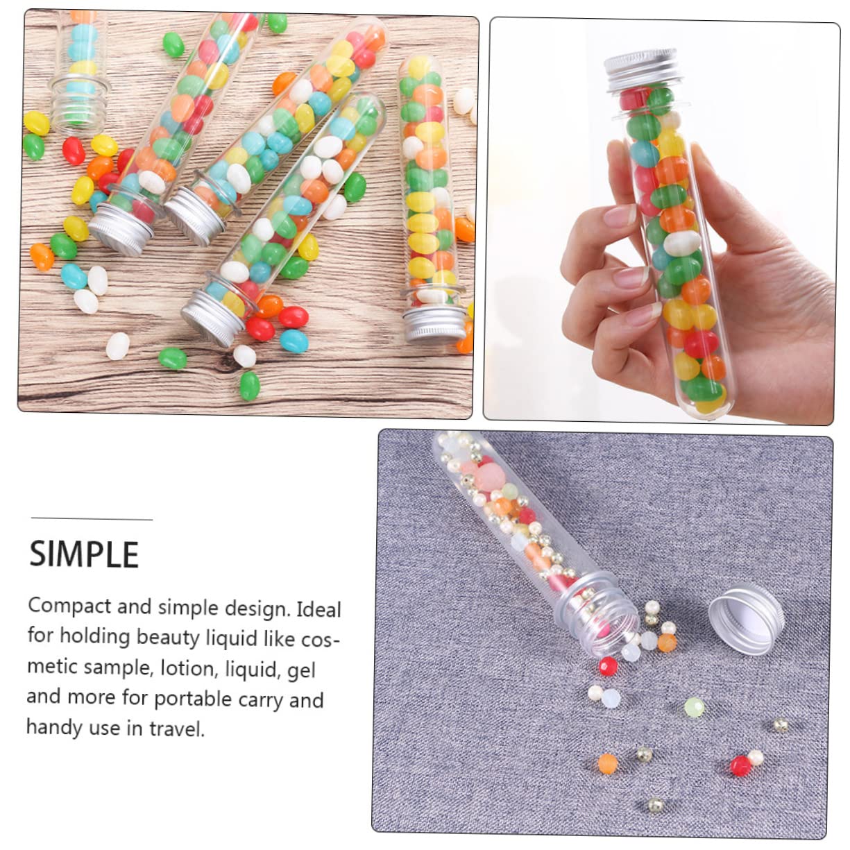 Amosfun 50piezas Botellas para Tubos de Ensayo de Pet Recipientes para Almacenar Tubos Cilíndricos Transparentes para Dulces Pequeños y Experimentos de Laboratorio
