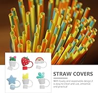 Vista 7 de 6 fundas para popotes de silicona, reutilizables, para la oficina en casa, para paja de 0.315 a 0.472 pulgadas, 6