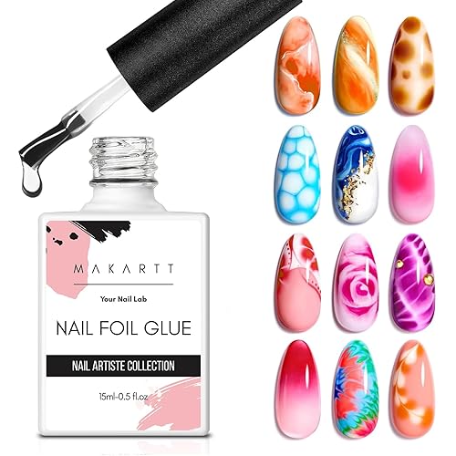 Makartt Nail Foil Glue Gel for Nail, Foil Gel Transfer for Nails Art Stickers Strong Adhesion Foil Transfer Gel Soak Off Salon DIY UV LED Lamp Required 15ML(0.5 fl.oz)