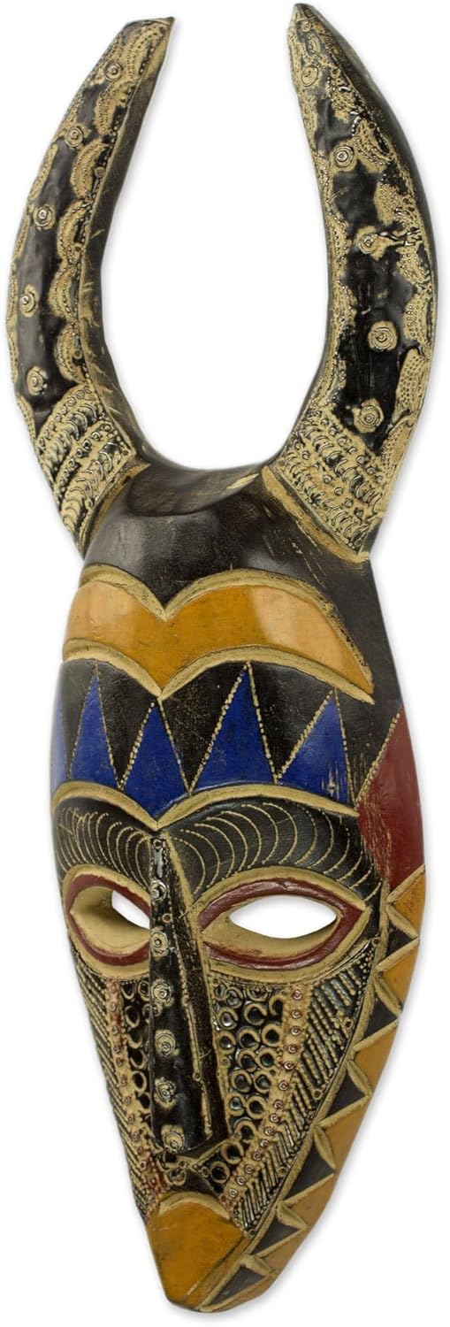 NOVICA Decorative Wood Mask, Multicolor