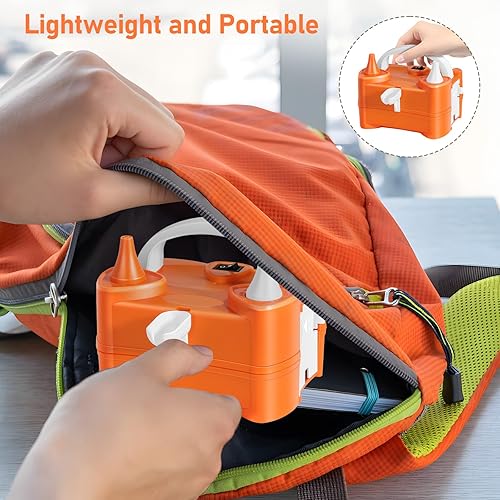 Miniatura 3 de Bomba eléctrica para globos, bomba de globo portátil de doble boquilla, kit de inflador eléctrico de globos para decoraciones de fiestas de