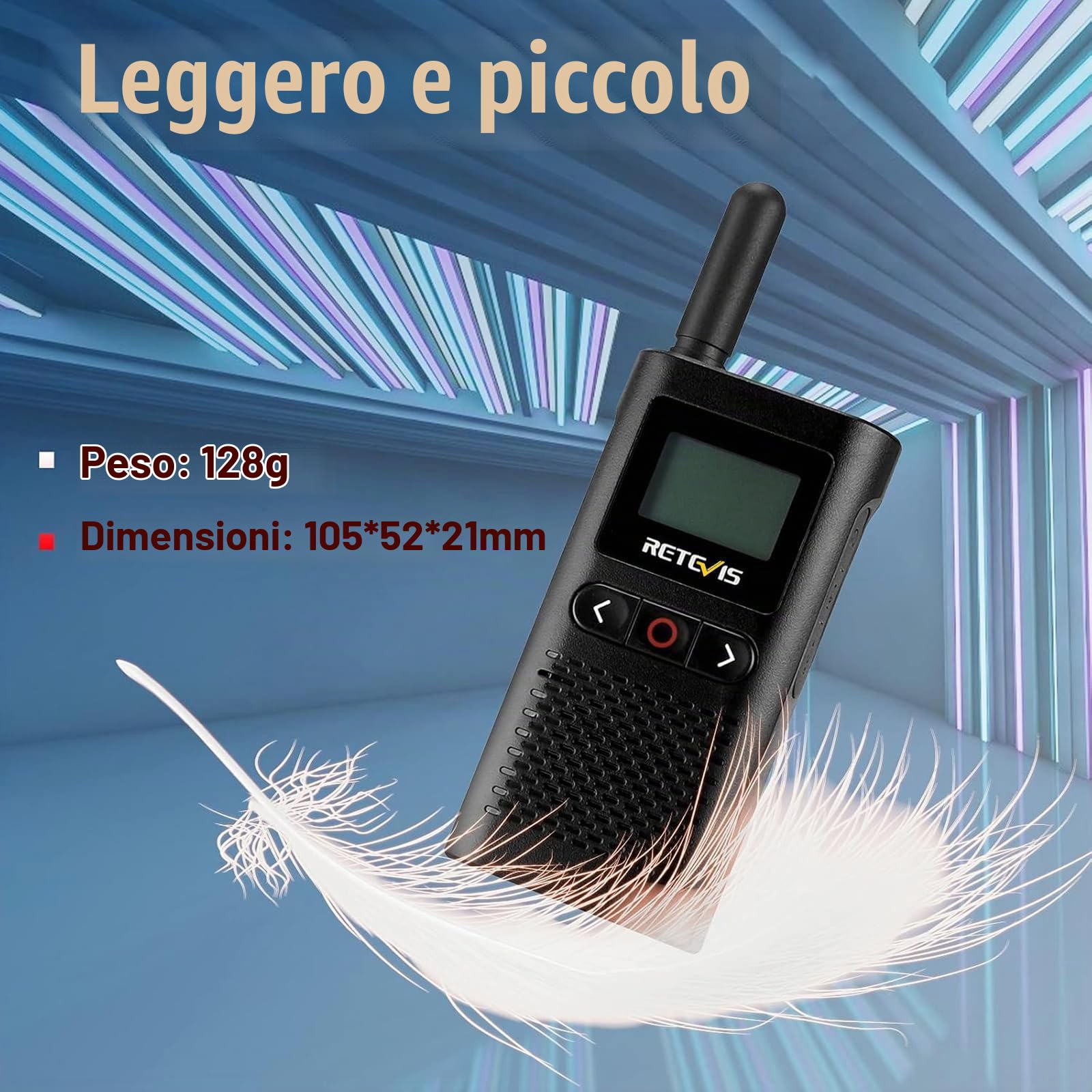 Retevis RB628 Walkie Talkie, PMR446 Mini Walkie-Talkie Professionali 1500mAh, Schermo LCD VOX, 1500mAh Ricetrasmittenti Ricaricabili con Auricolare per Scuola, Hotel, Ristoranti (10PZ, Nero)