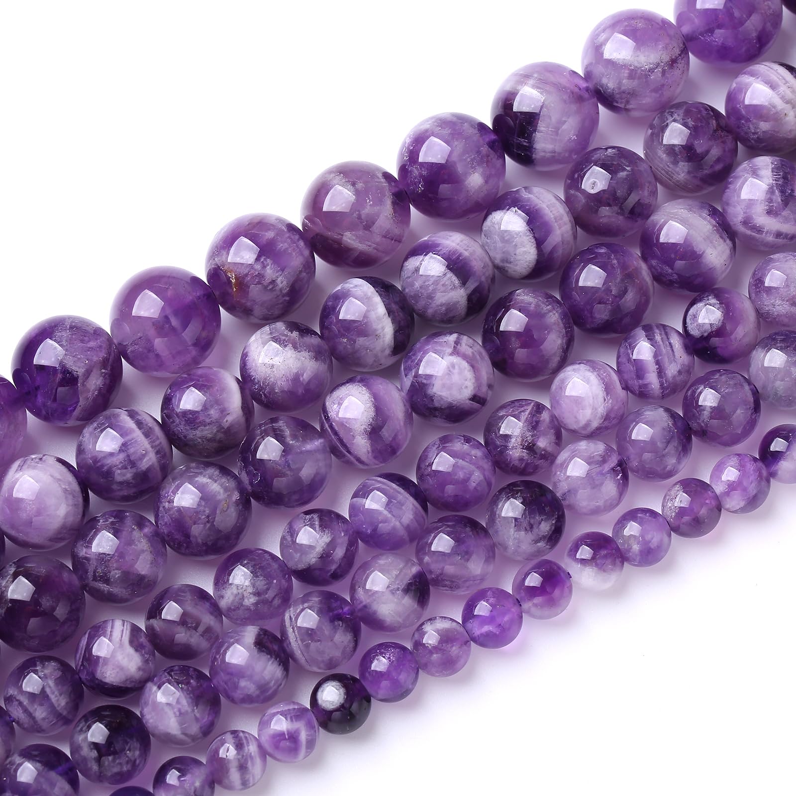 90 perline rotonde sfuse in pizzo viola naturale da 8 mm, perline sfuse di cristallo per la creazione di gioielli fai da te, bracciali, collane, 81,3 cm, 2 fili
