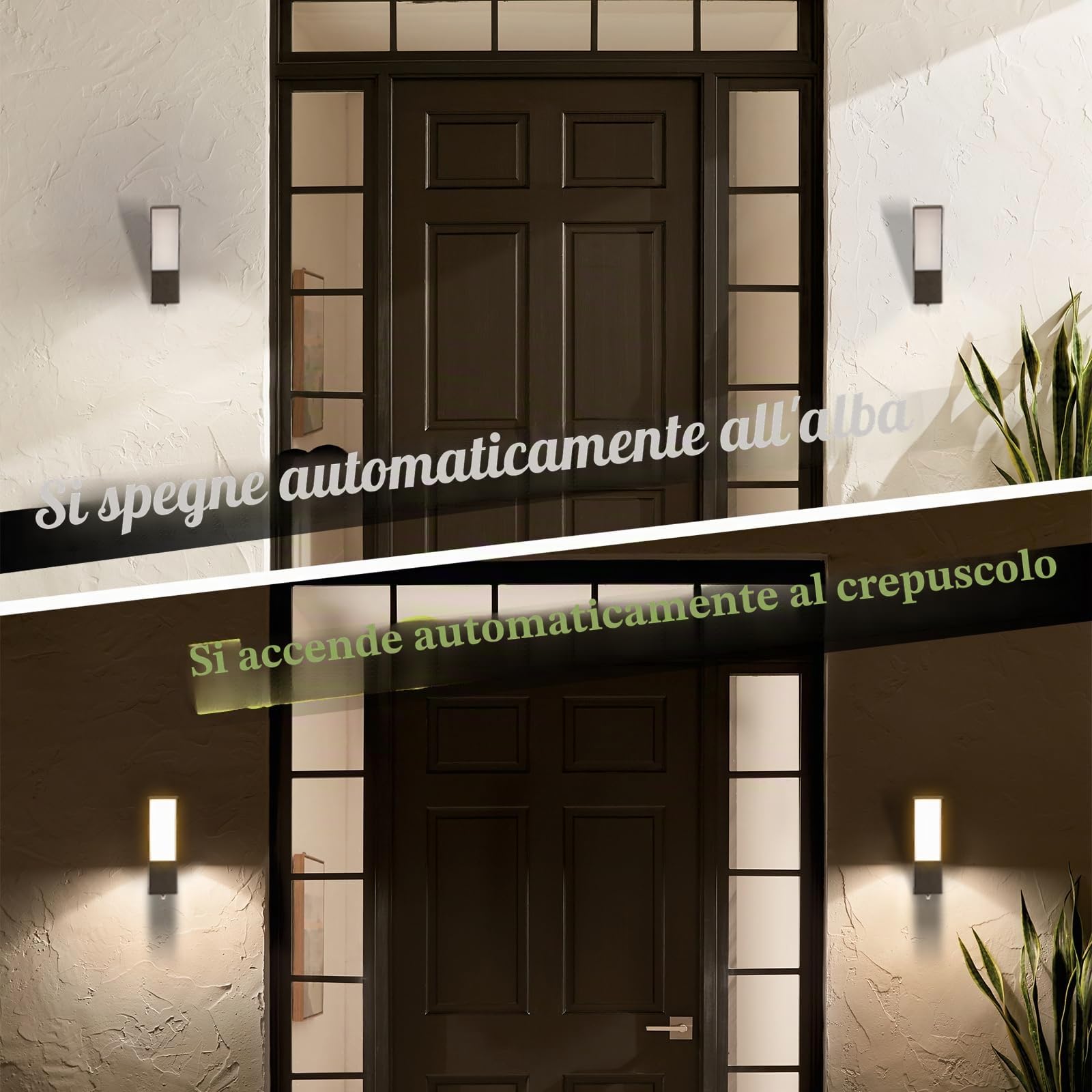 HLFVLITE Lampada Da Parete Esterna Con Sensore Crepuscolare, Ip54 9w Lampada Da Parete Per Interni Ed Esterni Per Patio, Terrazza, Corridoio, Garage E Portico, 1000 Lm, 3000K Luce Bianca Calda