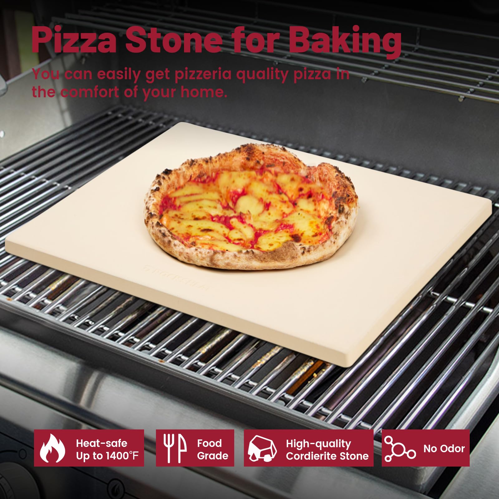 Grande pierre à pizza de 61 cm - Pierre à pain en cordiérite - Résistante aux chocs thermiques - Idéale pour la cuisson de différentes tailles de Grande pierre à pizza de 61 cm - Pierre à pain en cordiérite - Résistante aux chocs thermiques - Idéale pour la cuisson de différentes tailles de