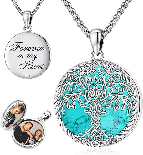 Eusense Joyas de turquesa para mujer, collar de piedra lunar, collar de turquesa, plata de ley 925, joyería occidental para mujer, pulseras de