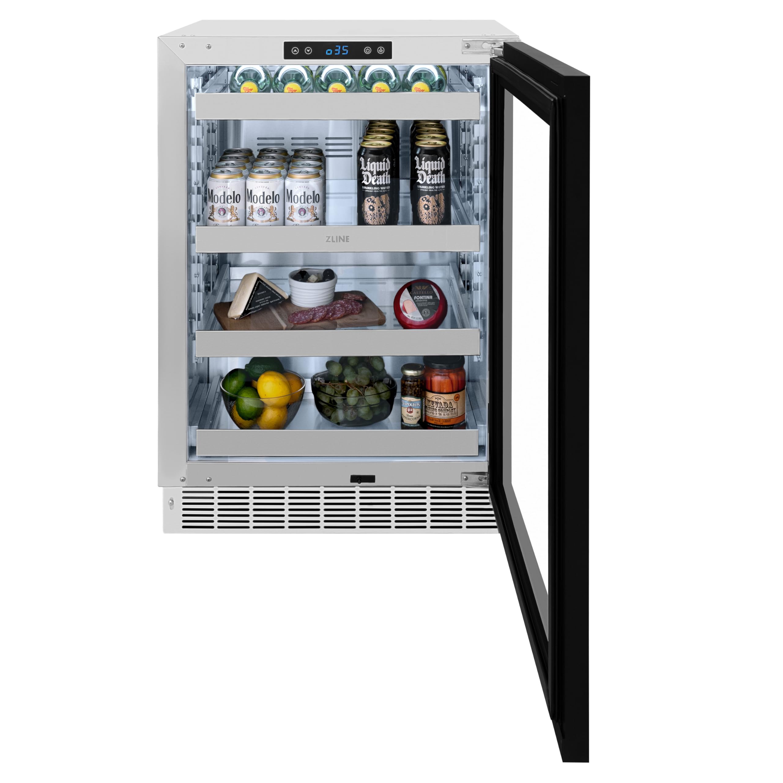 ZLINE Autograph Edition 24 In. Touchstone 151 Can Beverage Fridge With Panel Ready Glass Door And Matte Black Handle (Rbspoz-24-Mb) on Fridge.com - View 4