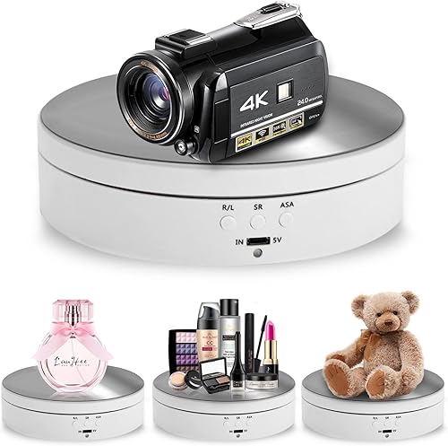 Miniatura 8 de Foleto Soporte de exhibición giratorio, soporte motorizado de 360 grados para productos de fotografía y espectáculos, con cable de alimentación USB,