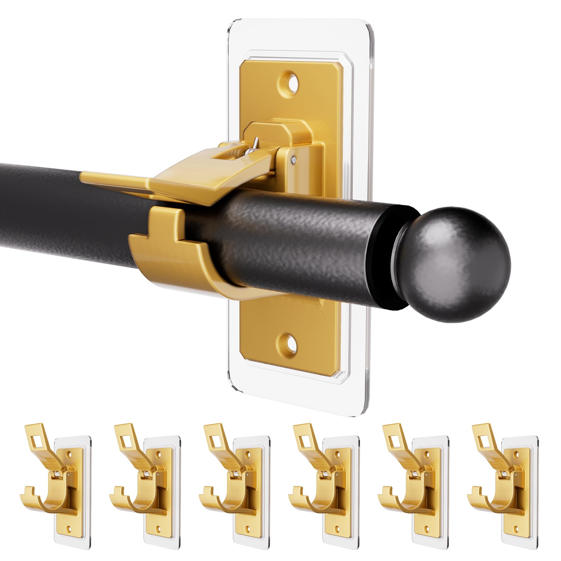 Snapklik.com : 6PCS Self Adhesive Curtain Rod Bracket, No Drilling