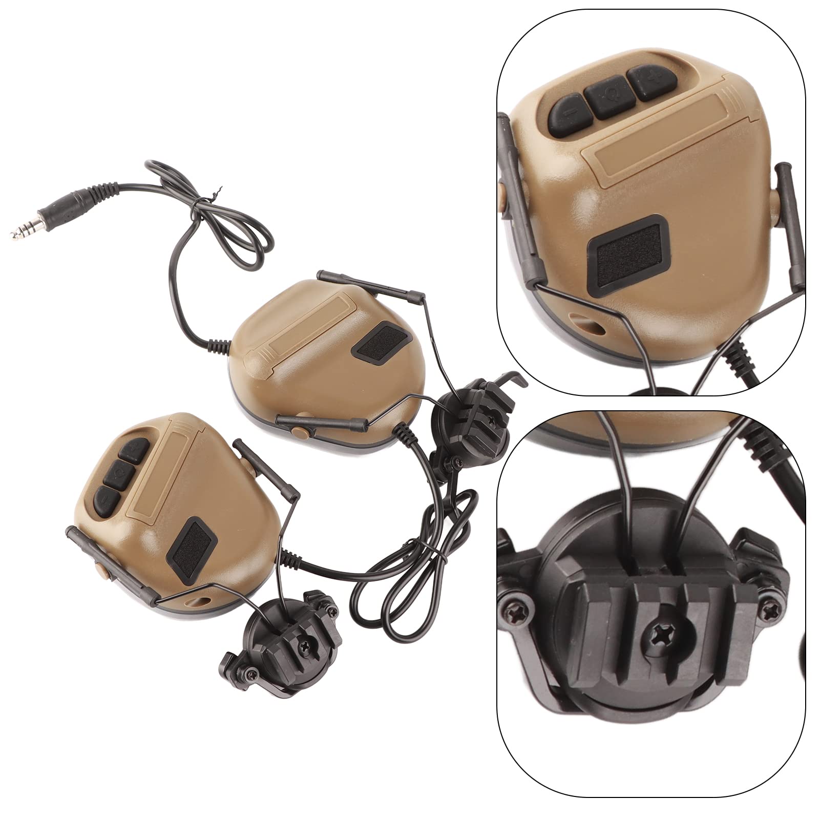 Fydun Airsoft Dummy Tactical, Tácticas Plegables Impermeables para Exteriores, Auriculares con Micrófono, Auriculares para Juegos de Combate CS, Barro (Broncearse)