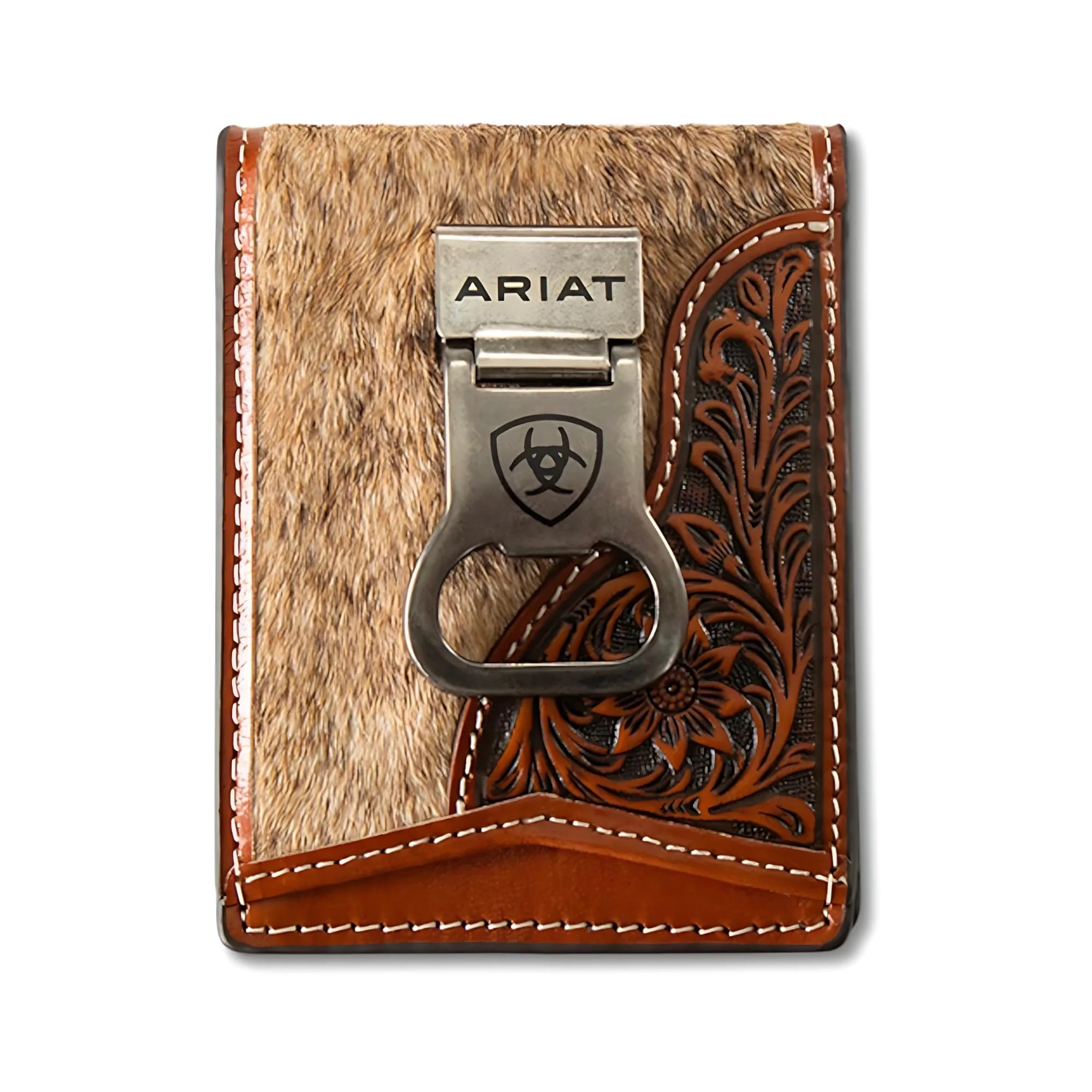 Décapsuleur en cuir ARIAT pour homme avec motif floral sculpté - 7