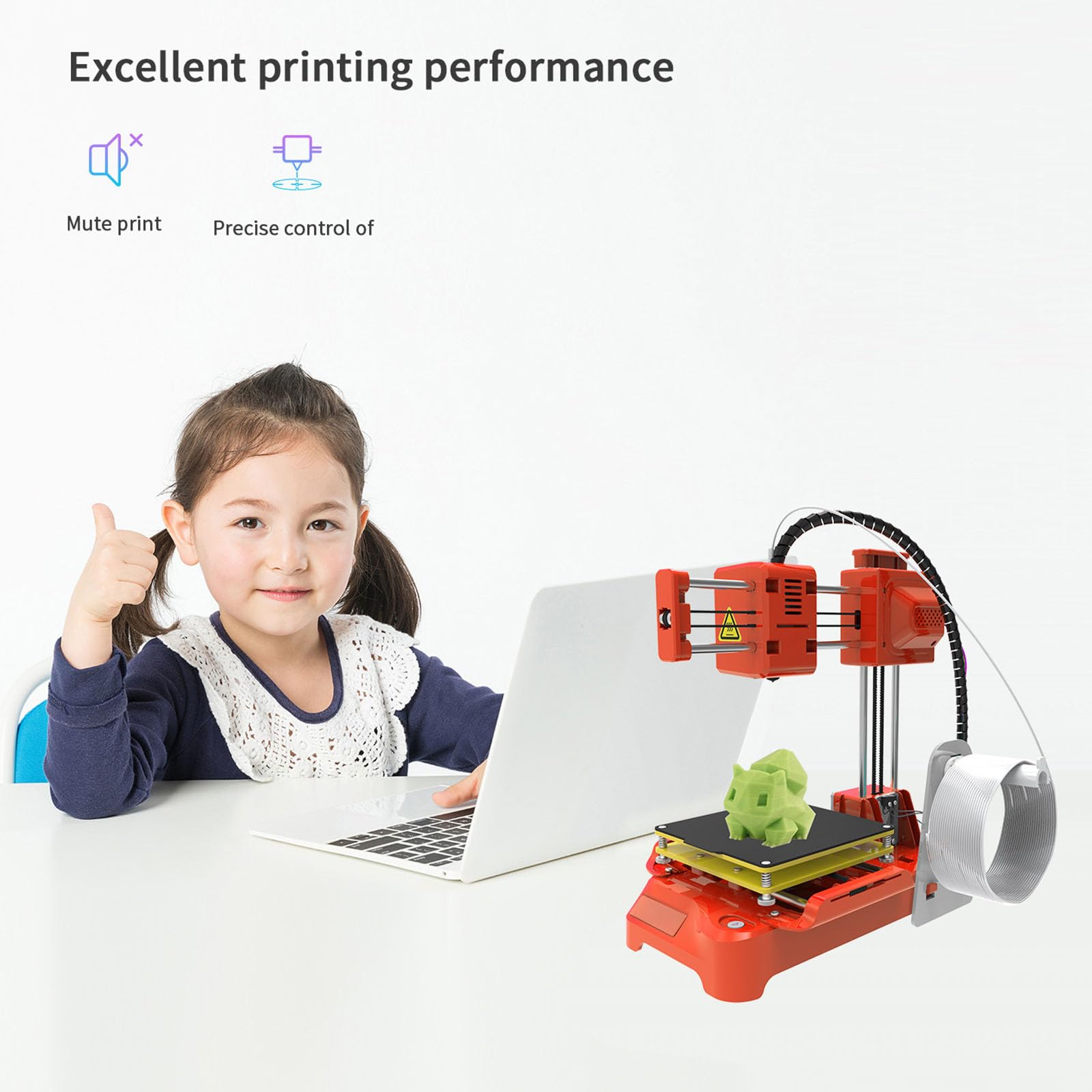 Impresora 3D, Impresoras 3D Totalmente Ensambladas, con Impresión de Un Solo Toque, Diseño Compacto para Principiantes, Niños y Adolescentes, Impresora 3D, Operación Silenciosa, Velocidad Máxim Black