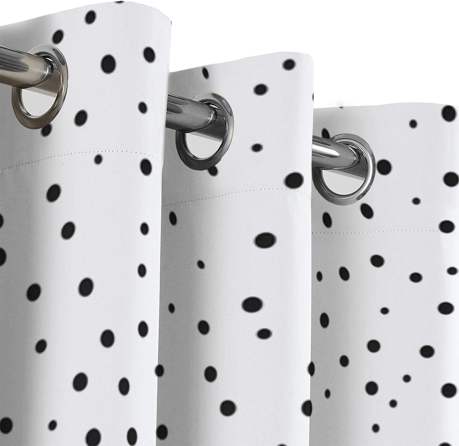 White Simple Polka Dots Blackout Curtains 2 Panels Set Retro Aesthetics Grommet Curtain Thermal Insulated Window Drapes Treatments for Farmhouse Living Room Bedroom 52 X 108 Inch