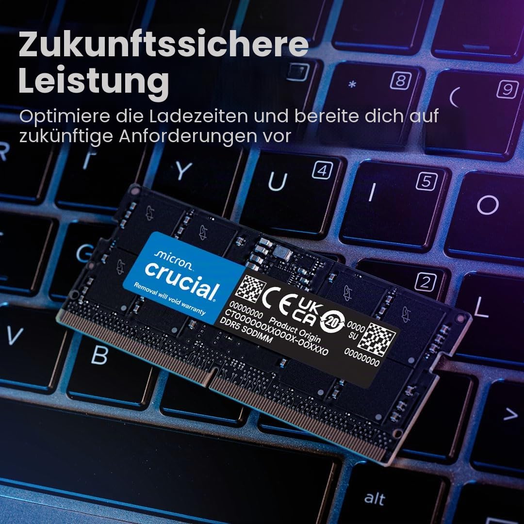 Crucial DDR5 RAM 32GB Kit (2x16GB) 5600MHz SODIMM, Arbeitsspeicher für Laptop/Notebook, Mini PC (auch 5200MHz / 4800MHz) CL46 - CT2K16G56C46S5