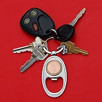 Vista 6 de US 1988 Lincoln Small Cent BU Uncirculated Coin Gold Silver Two Tone Key Chain Ring Bottle Opener NEW - Lucky Penny