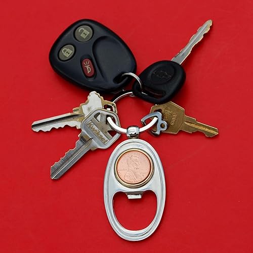 Miniatura 2 de US 1955 Lincoln Small Cent BU Uncirculated Coin Gold Silver Two Tone Key Chain Ring Bottle Opener NEW - Lucky Penny