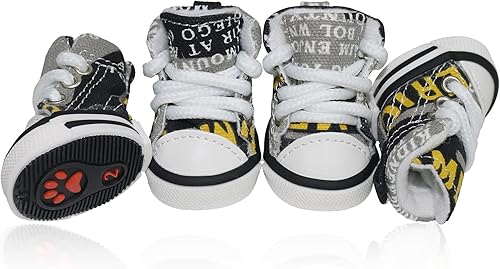 Zapatos deportivos de lona para mascotas, 4 unidades, para cachorros, para caminar al aire libre y deportes, cubierta protectora antideslizante con