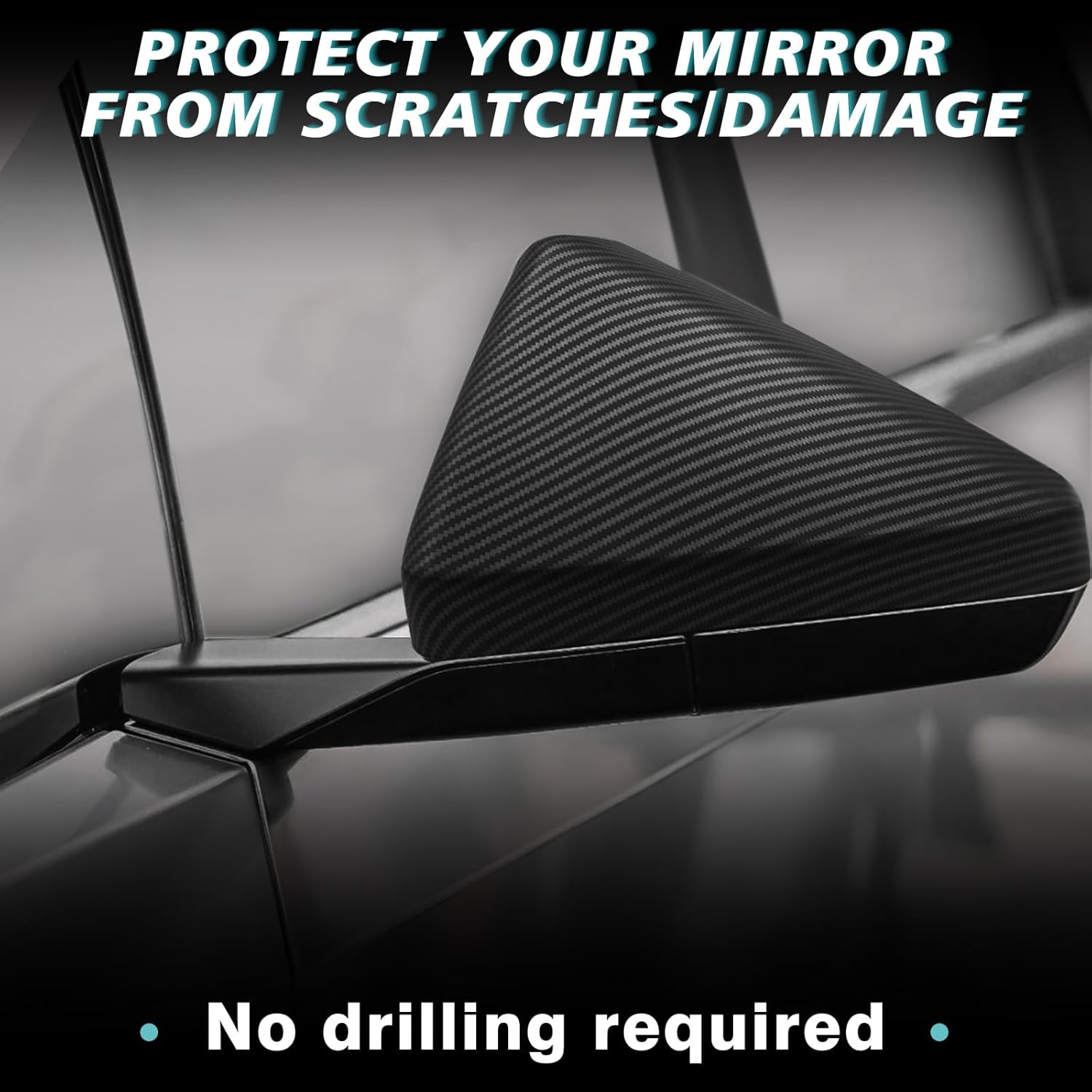 BestEvMod Door Side Rearview Mirror Cover Caps Protection Covers Direct Add-on Compatible with 2026 2025 2024 Tesla Cybertruck Exterior Rear View 2PCS Left & Right (Matte Carbon Fiber Pattern)