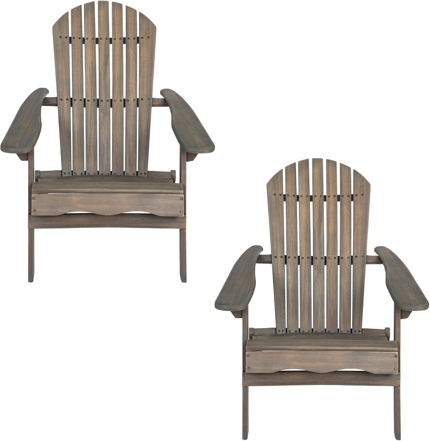 Outdoor Solid Timber Folding Chair for the Garden or Balcony, Featuring Wide armrests and Comfortable backrest(Grey,2pcs)