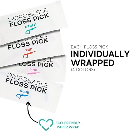 Miniatura 4 de Púas de hilo dental listas para viajar, paquete a granel de 450 hilos dentales envueltos individualmente, suave, fuerte y resistente a las roturas,