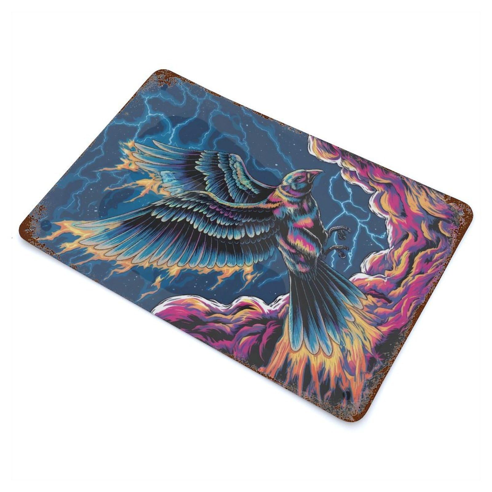 Stormborn Quetzal in Flight Aged Metal Wall Plaque 11.8"x7.9", for Living Room, Hallway And Home Decor, Shabby Chic Decor