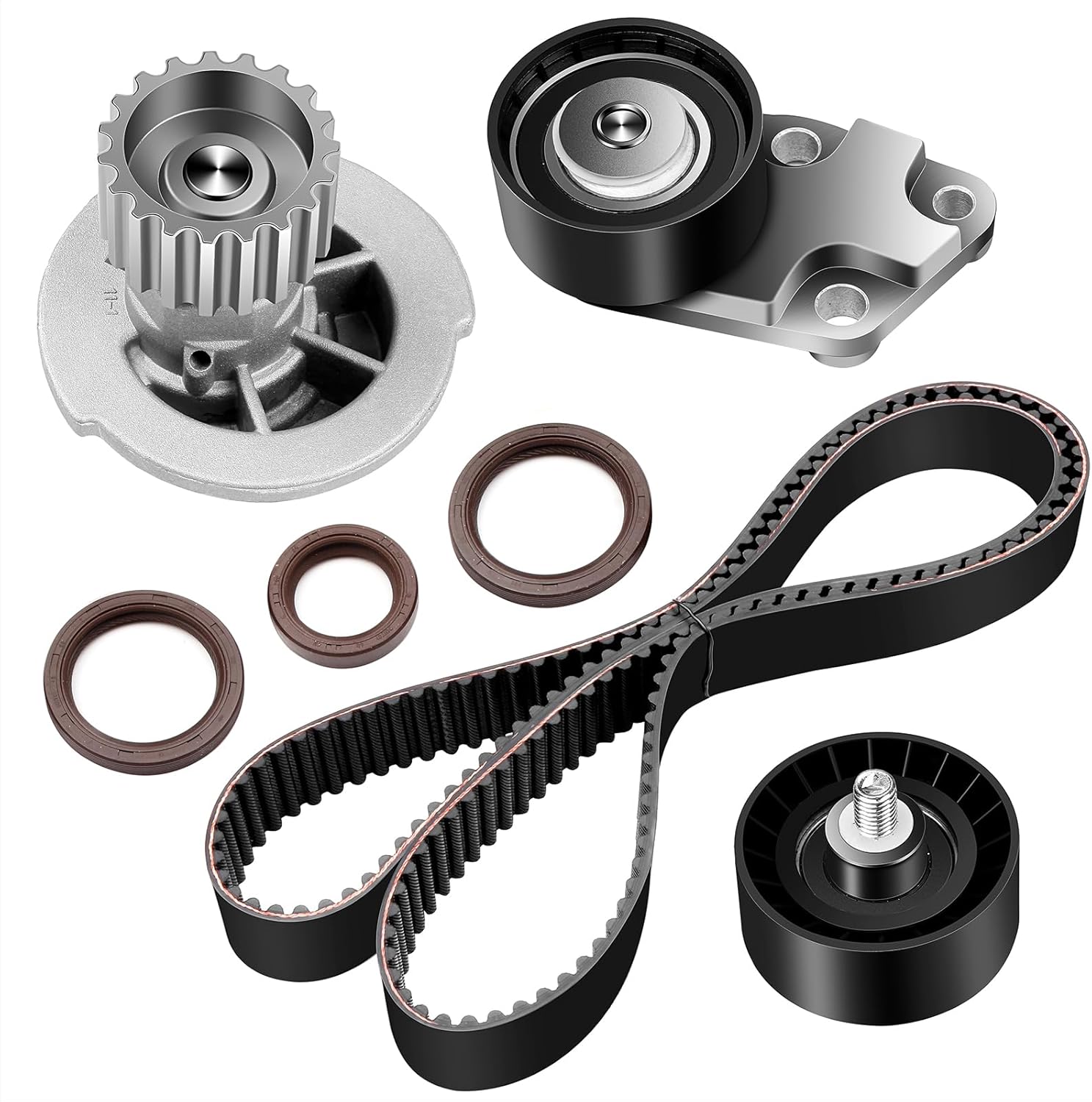 ASAPE Timing Belt Kit & Water Pump Compatible for TBK335 2004-2008 for Chevrolet Aveo 1.6L 2007-2008 for Chevrolet Aveo5 1.6L Premium Timing Belt Component Kit 16V VIN 6 DOHC E-TEC I
