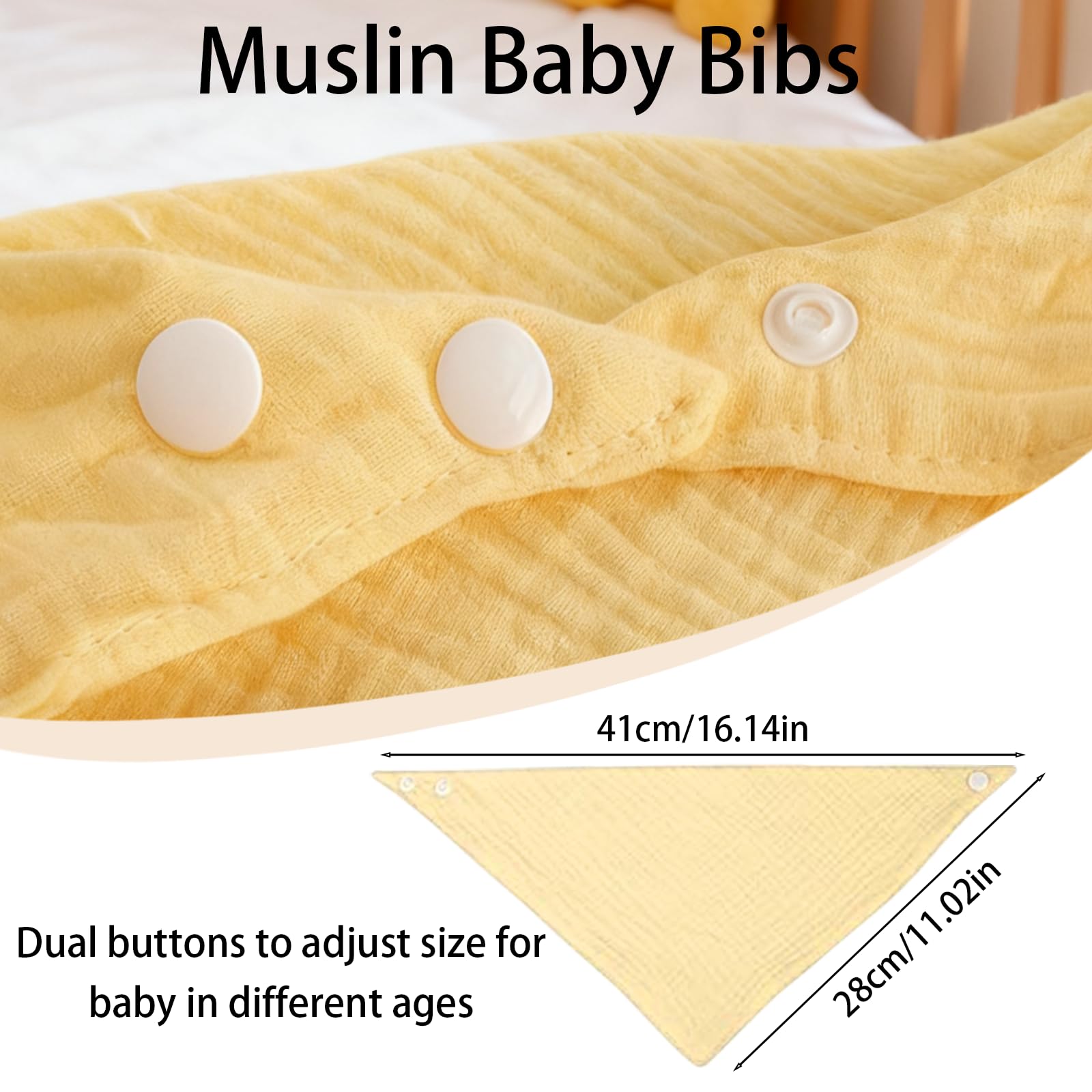 Qwrqwr Muslin Baby Dribble Bibs Weaning Bandana Bib for Newborn Infant Teething Drool Control with Adjustable Snap Closure Soft Ultra-Absorbent Organic Cotton - Image 2