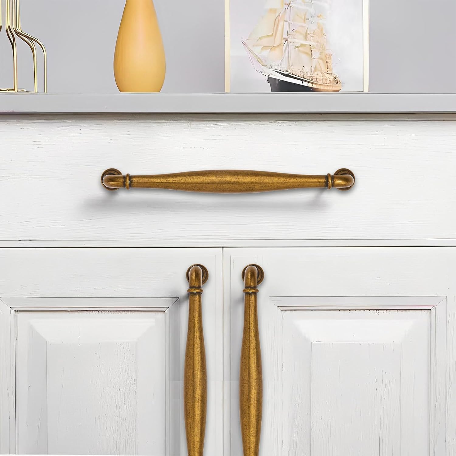 KHTUMEWARE-80374 Antique Brass Appliance Pulls CTC 12 in (305 mm) in Antique Brass — KHTUMEWARE