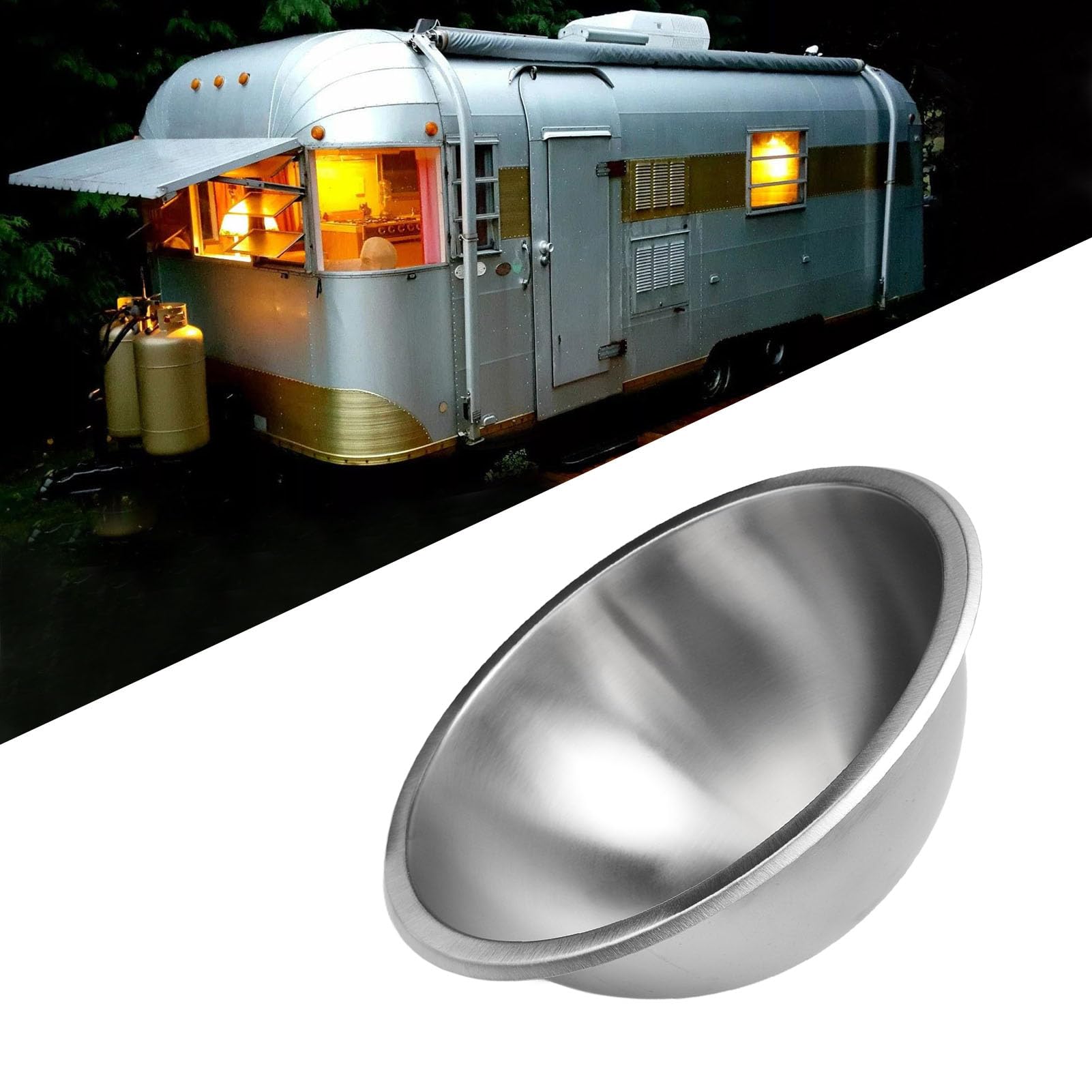 Lavabo Rond en Acier Inoxydable pour Camping-car, Lavabo de Salle de Bain à une Cuve, découpé avec Tuyau de Vidange de 40 Mm pour Camping-cars, Bateaux, Cuisines, Yachts,