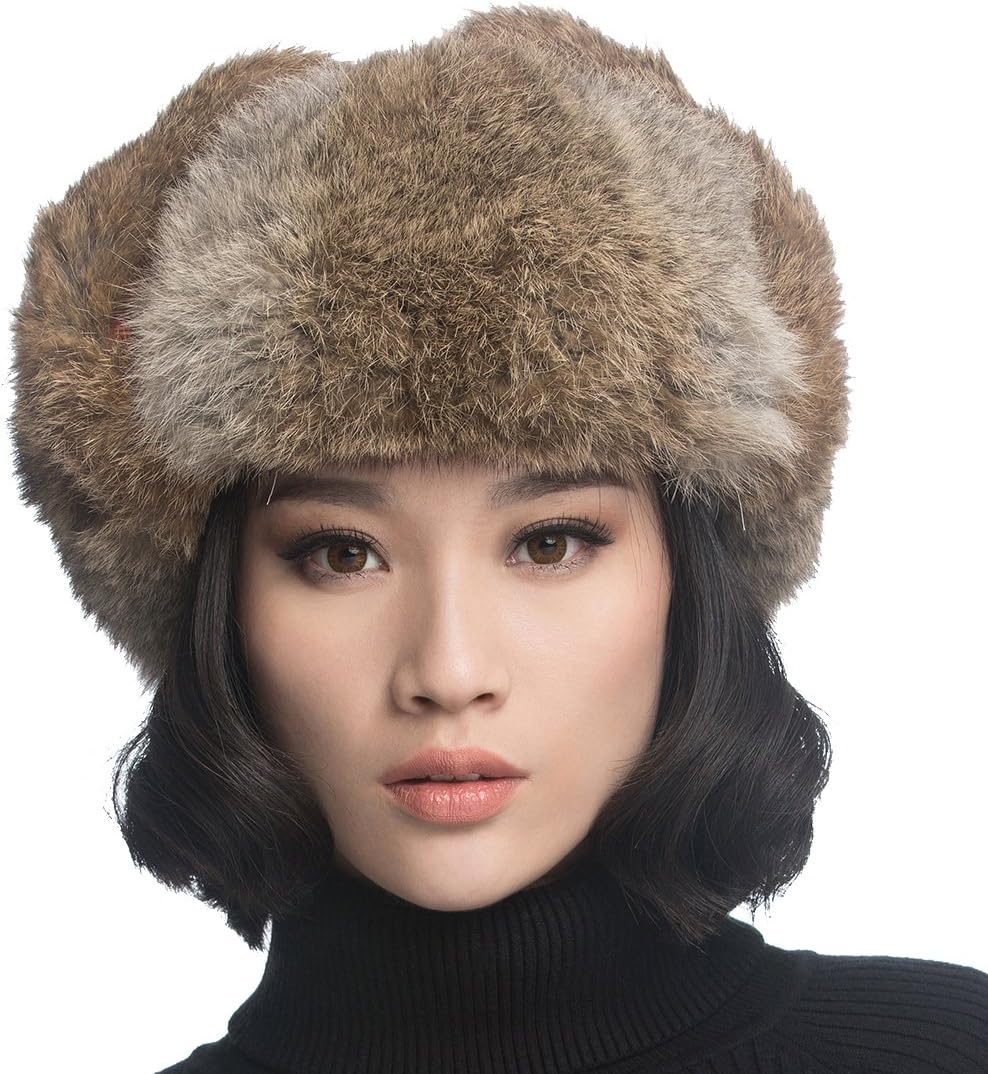 URSFUR Aviator Hat with Brown Rabbit