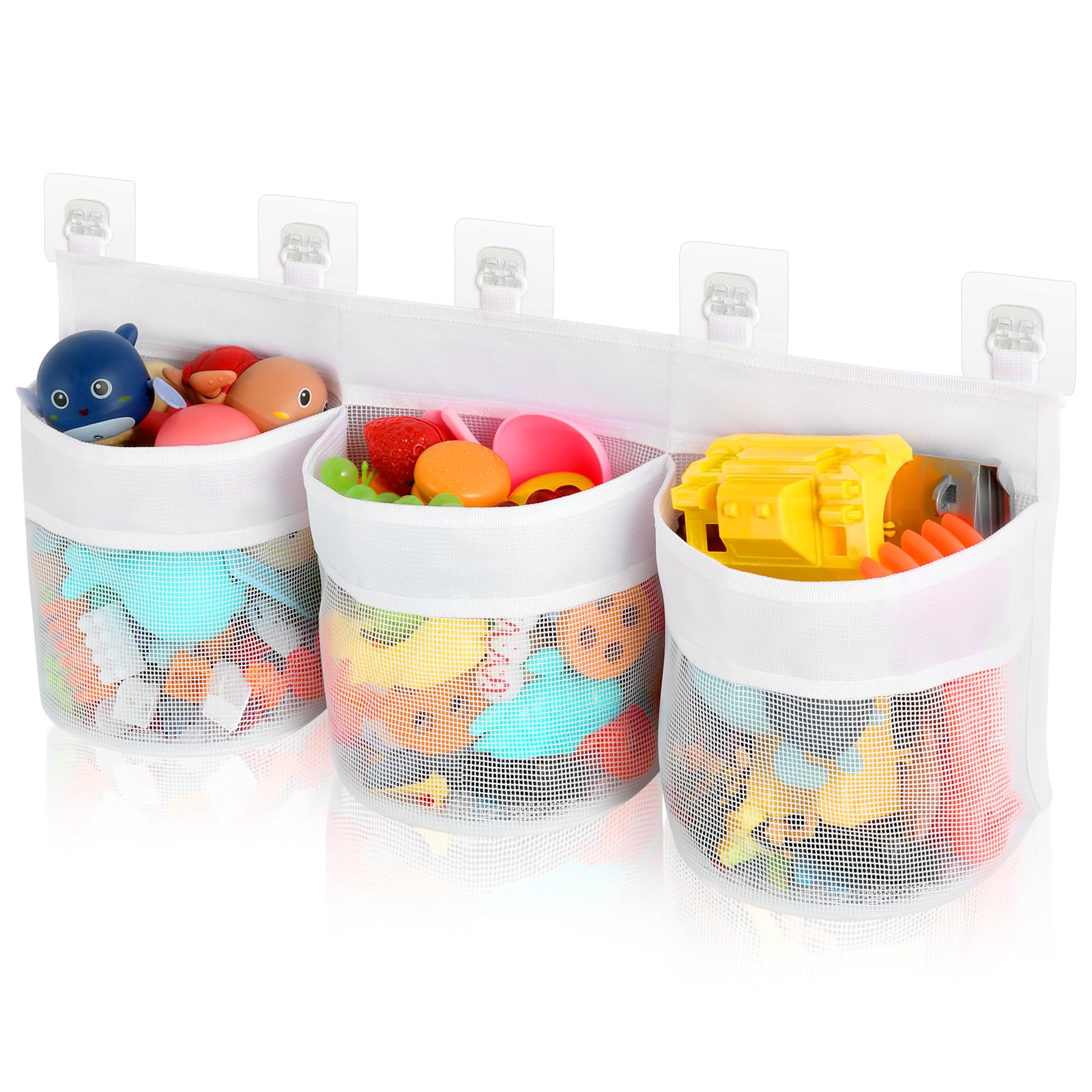 Bath Tub Toy Storage Organizer, Bath Tub Toy Organizer, Bathtub Toys Storage, Baby Bath Toy Organizer for Tub, Kids Toy Net Storage, Shower Basket Accessories Bath Toys Holder for Tub (White)