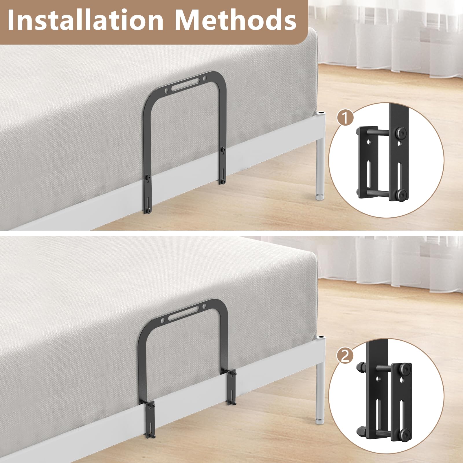 Tapón deslizante para colchón, barra de retención antideslizante extra alta, soporte para marco de cama de metal de 1.5 x 2.9 pulgadas para evitar deslizamientos (paquete de 2) 5