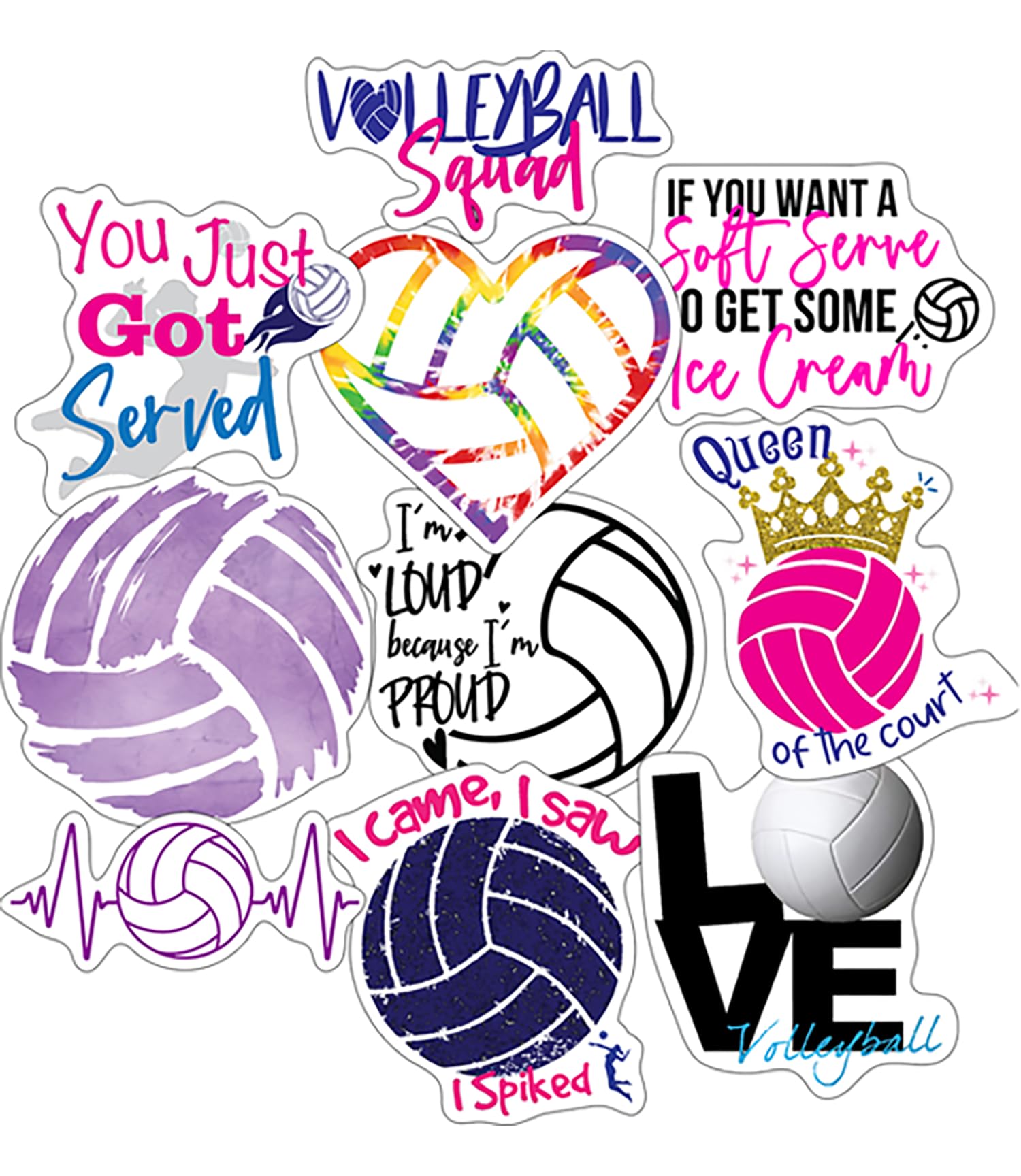 Volleyball Stickers - XL Size - Volleyball Gifts for Teen Girls, Boys, Teams - Work Great As Water Bottle Stickers, Anywhere You Need Decals or Laptop